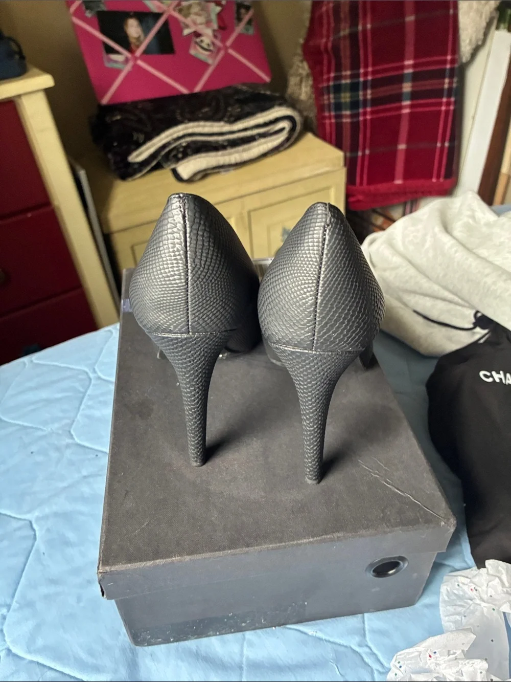 Jessica Simpson Black Textured Pointed-Toe Stiletto Pumps